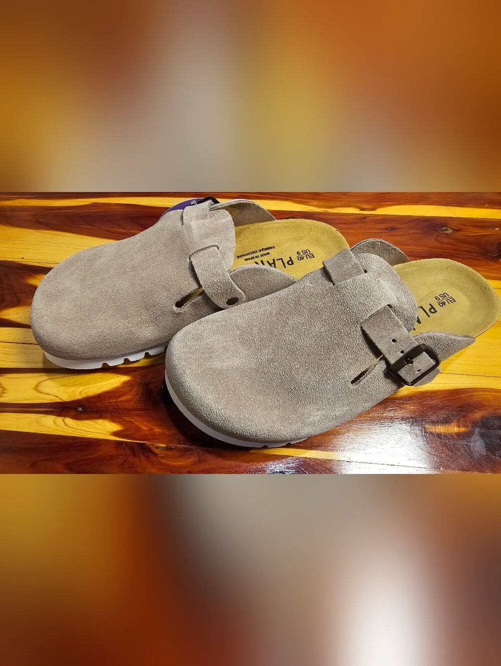 Plakton Taupe Suede Clog Mules EU 40 US 9 Made in Spain New Without Box